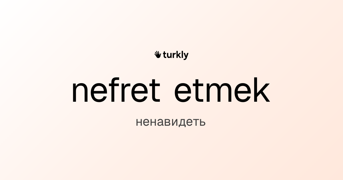 nefret etmek — ненавидеть