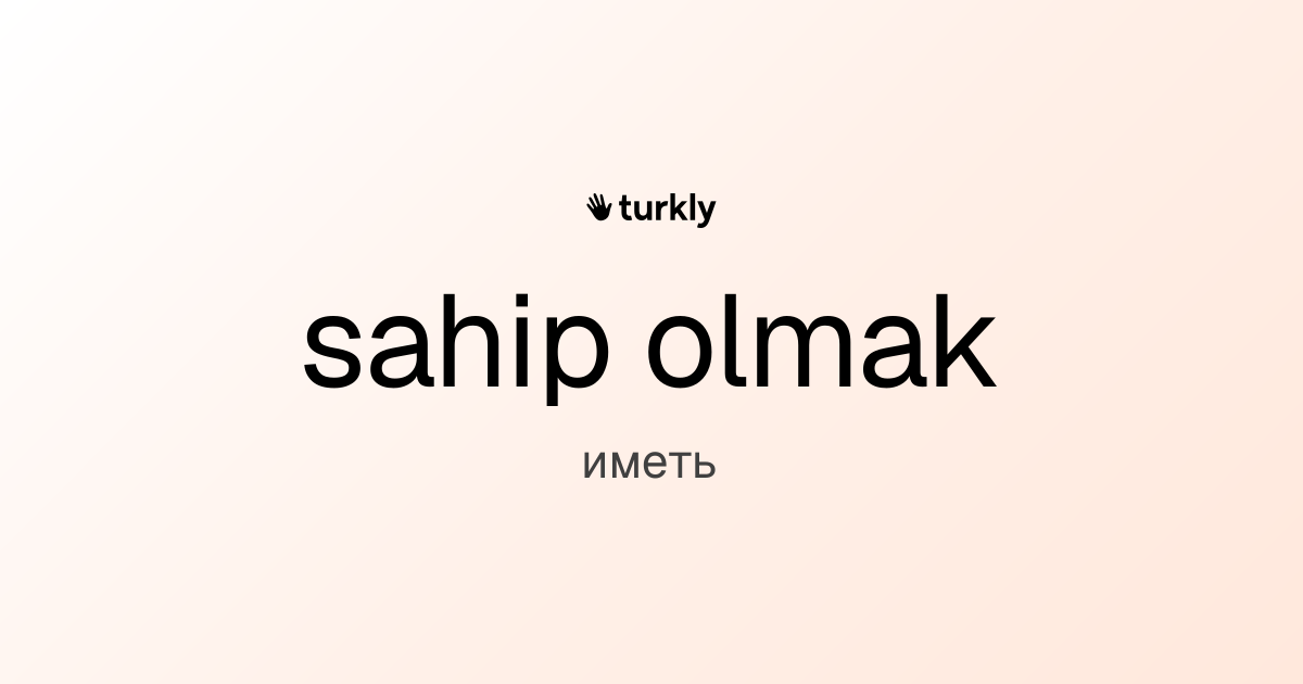 sahip olmak — иметь